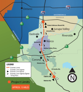 Widening of I-15 Corona CA Map