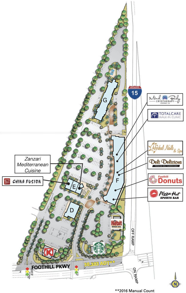 Foothill Plaza Corona 2019 Site Map